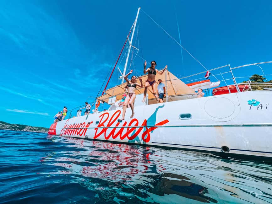 From Brač Island: Catamaran Tour with Food & Drinks - Bol snacks on the way to Golden Horn