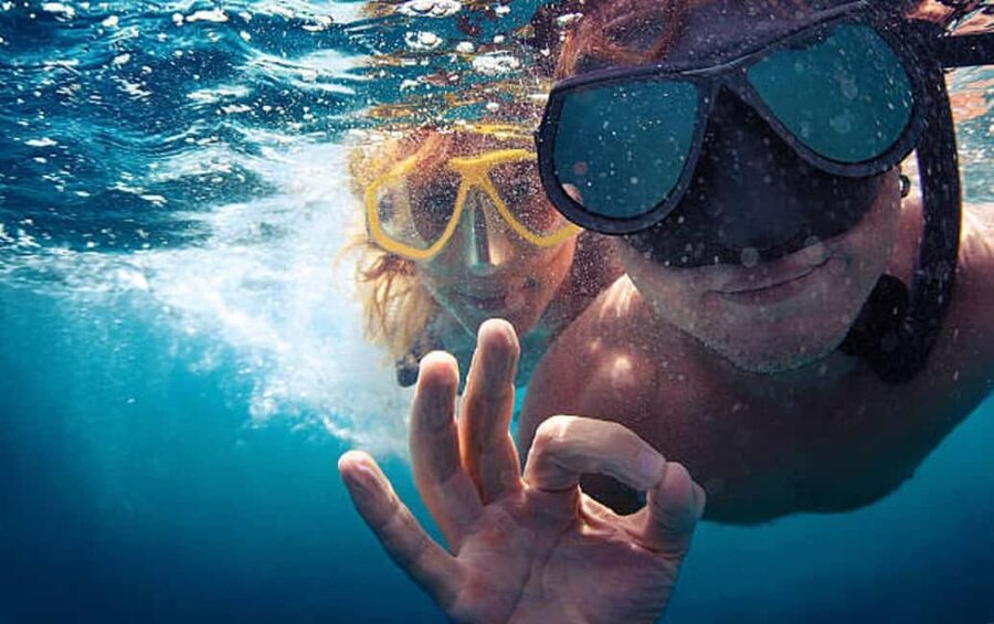 From Split: Blue Lagoon, Šolta, and Trogir Speedboat Tour - Blue Lagoon: snorkeling gear, clear water, and a pebble beach break