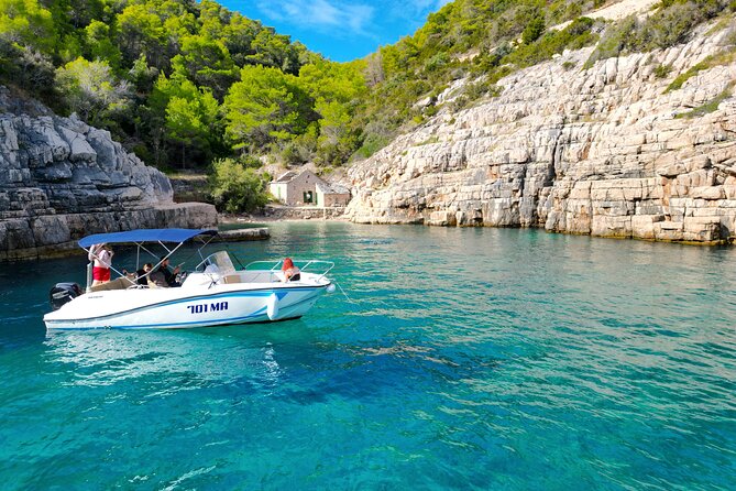 Golden Horn Beach & North Shore of Hvar Island Private Boat Tour - Jelsa: a coffee break in an old town frame