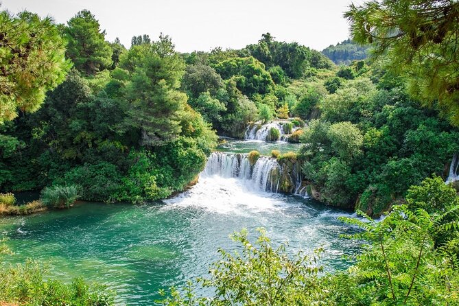 Krka Waterfalls and wine tasting Tour from Split or Trogir - Roški slap canyon views and the swimming window