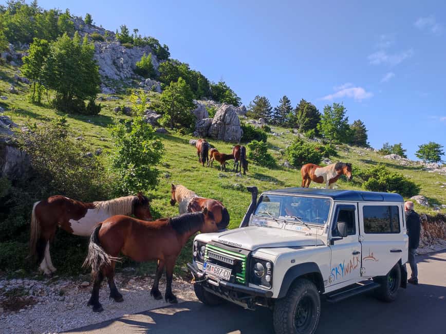 Makarska: Skywalk (1228 m) and St. George (1762 m) Tour - The Electric Land Rover Defender Ride: Quiet, Off-Road, and Real