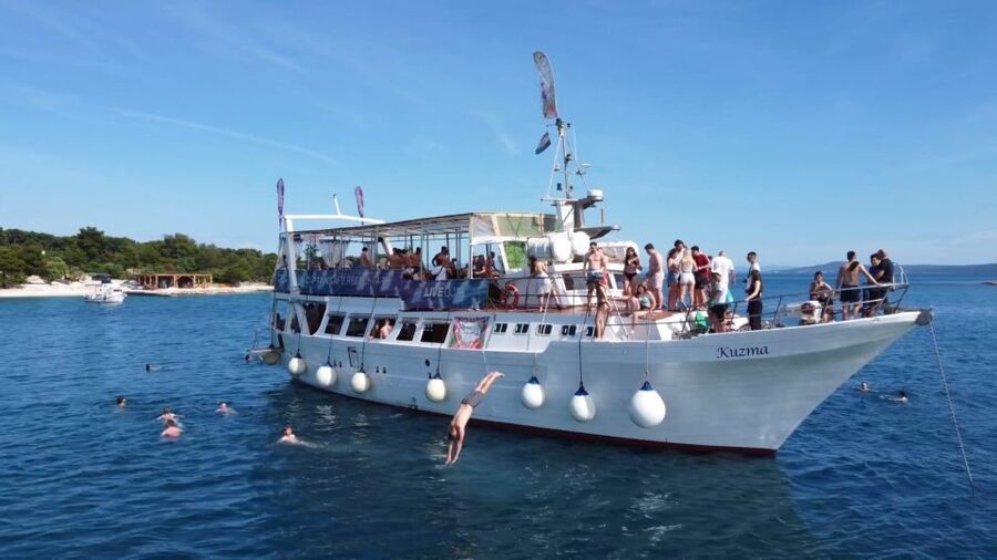 Split: Captain’s Boat Party – Blue Lagoon, DJ & Free Shots - Blue Lagoon swim stop: one hour, no wasted time