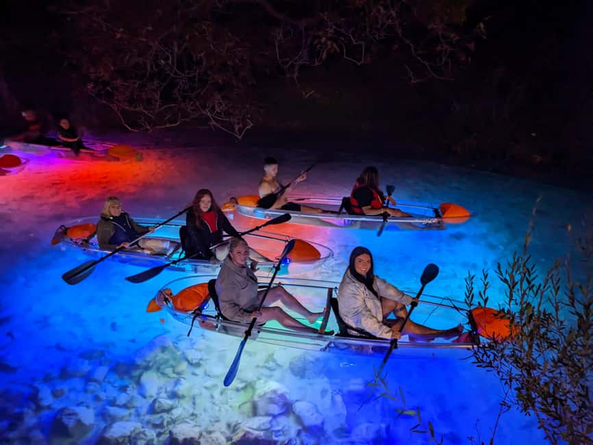 Split: Illuminated Evening Guided Kayaking Tour - Leaving the river for open water and the lit shoreline